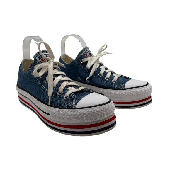 Converse Chuck Taylor All Star Platform Layer Low Mason Blue Shoes Size 8.5 - Picture 1 of 10